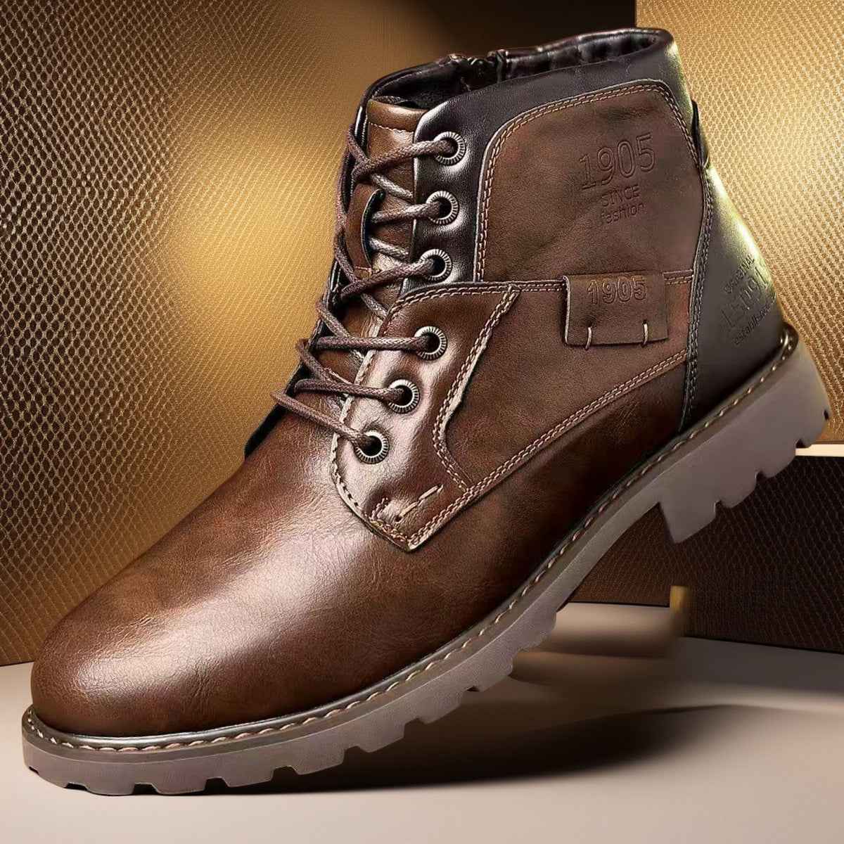 Men’s Leather Boots with Zipper