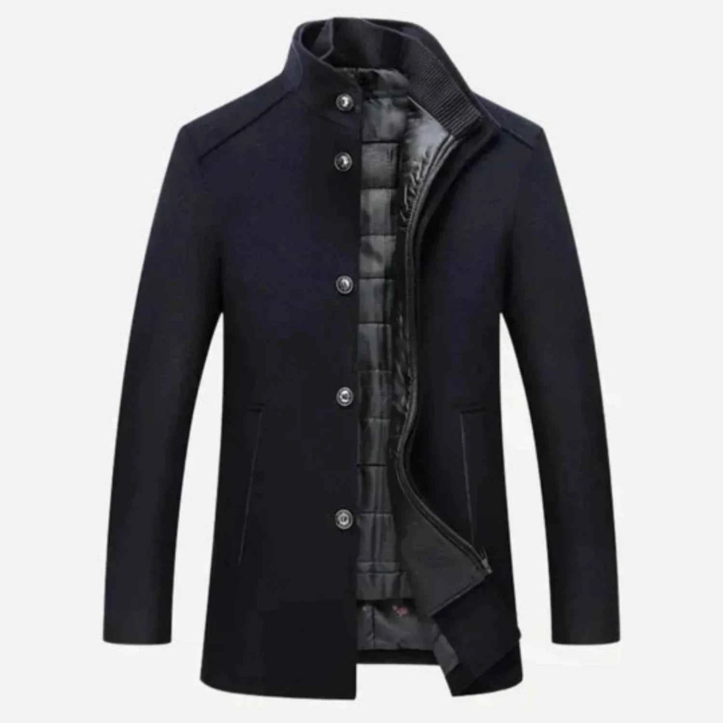 Edward | Men's Mid-Length Stand Collar Overcoat