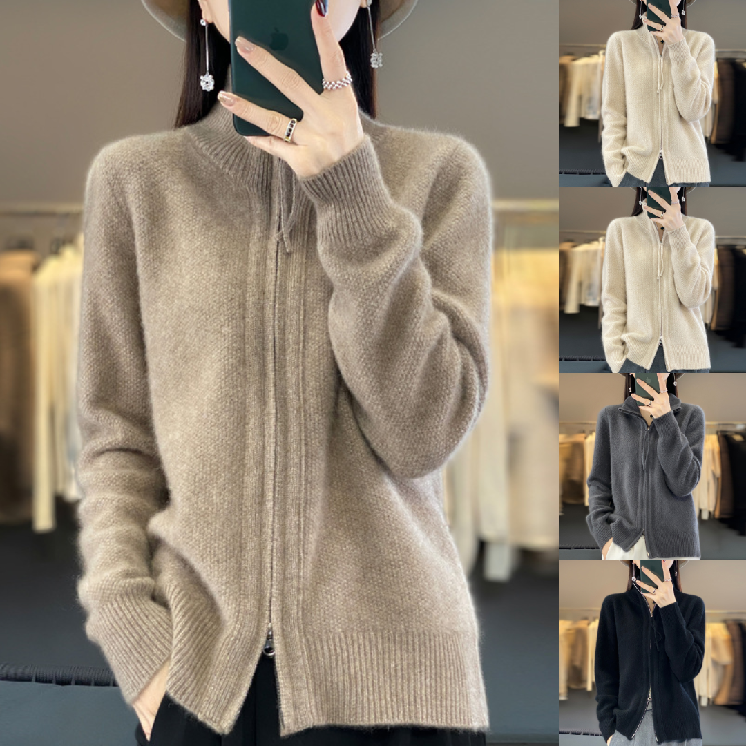 Fiona™ Wool Cashmere Zip-up Cardigan