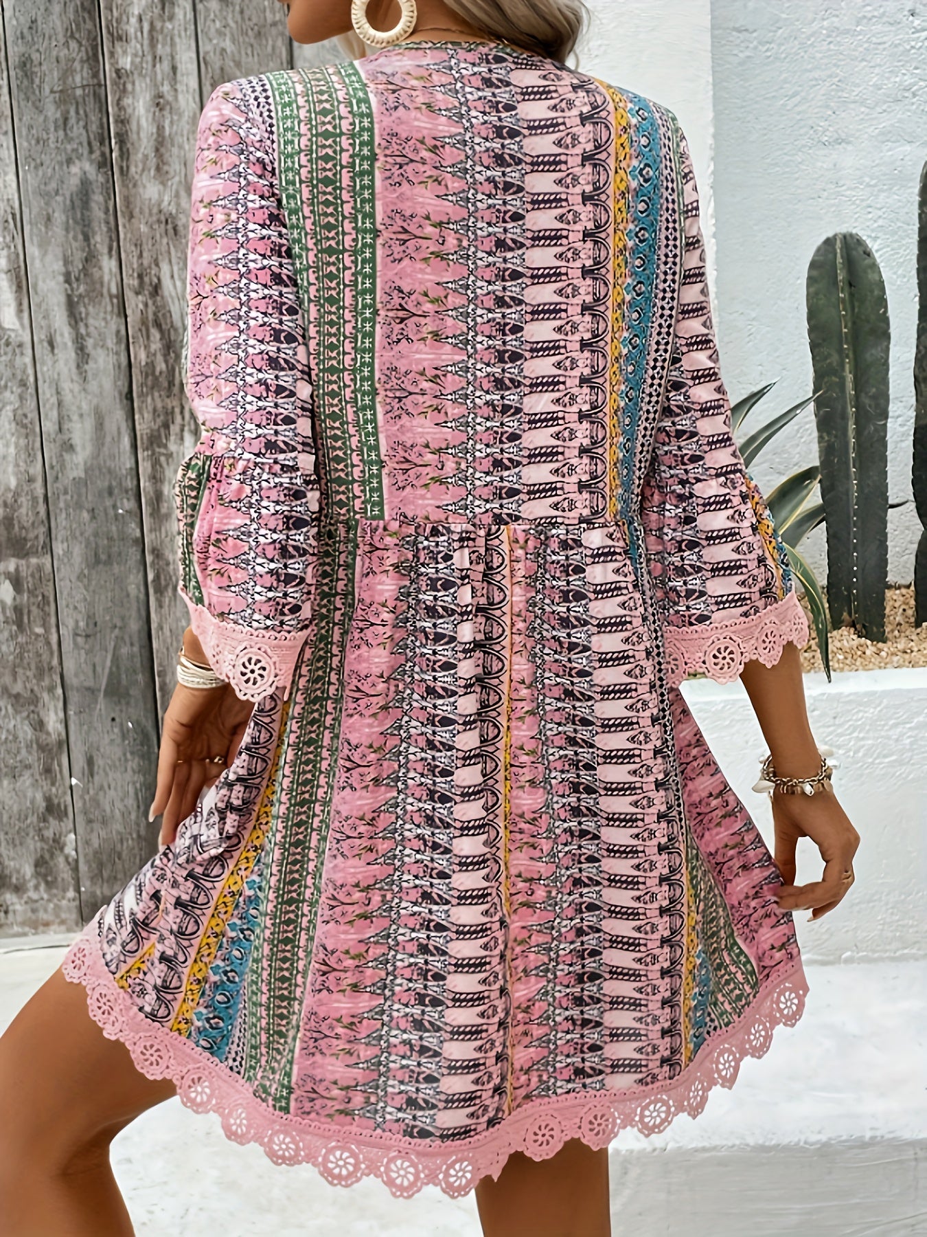 Mirela™ Bohemian Lace Trim Dress