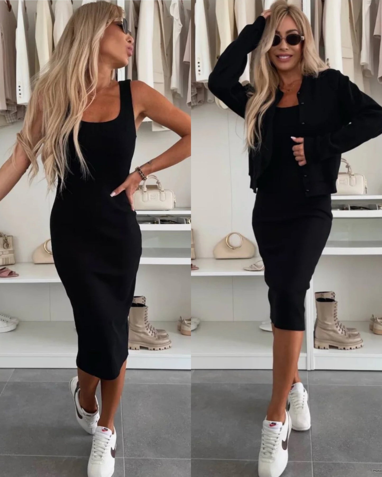 AMELIA™ Ribbed knit midi dress & bomber jacket set