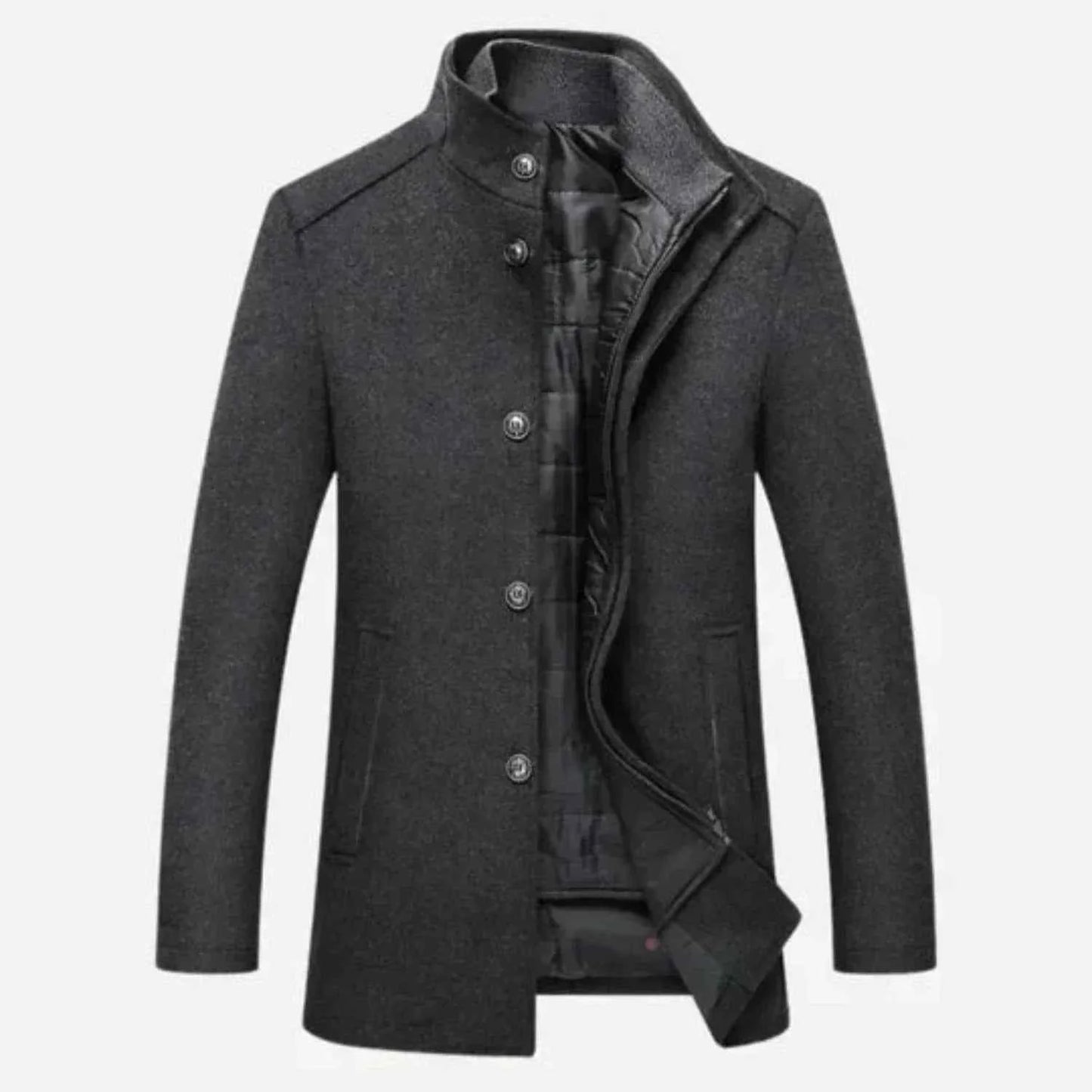 Edward | Men's Mid-Length Stand Collar Overcoat