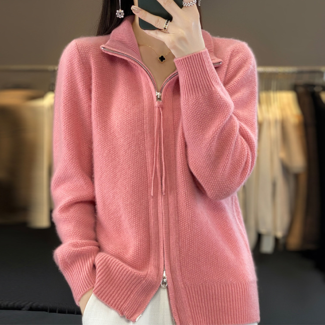 Fiona™ Wool Cashmere Zip-up Cardigan