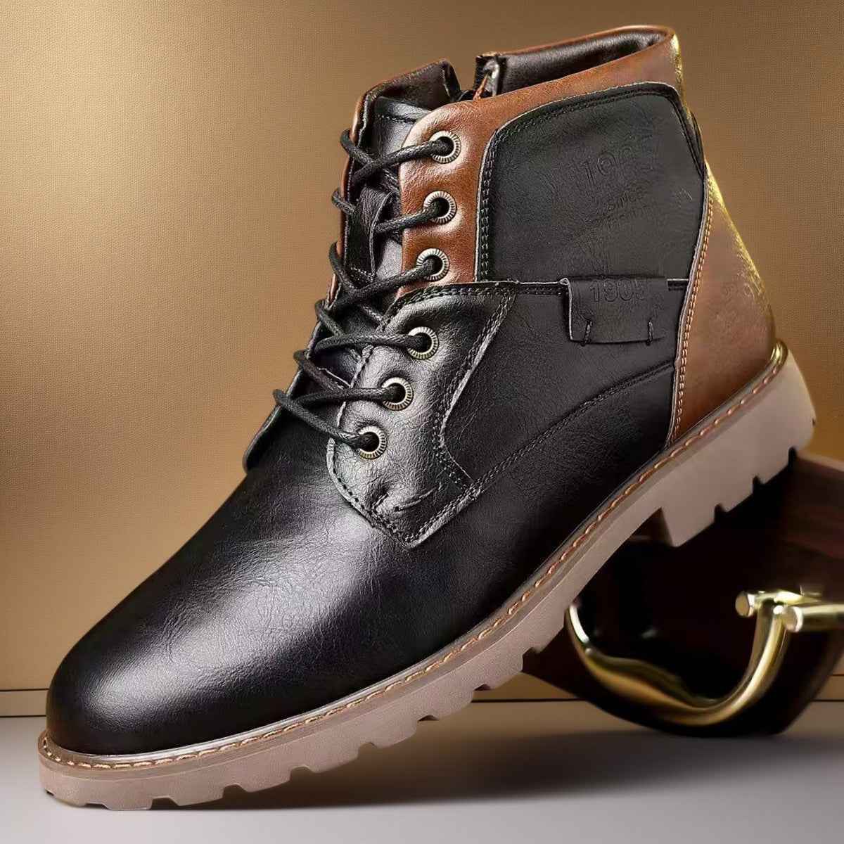 Men’s Leather Boots with Zipper