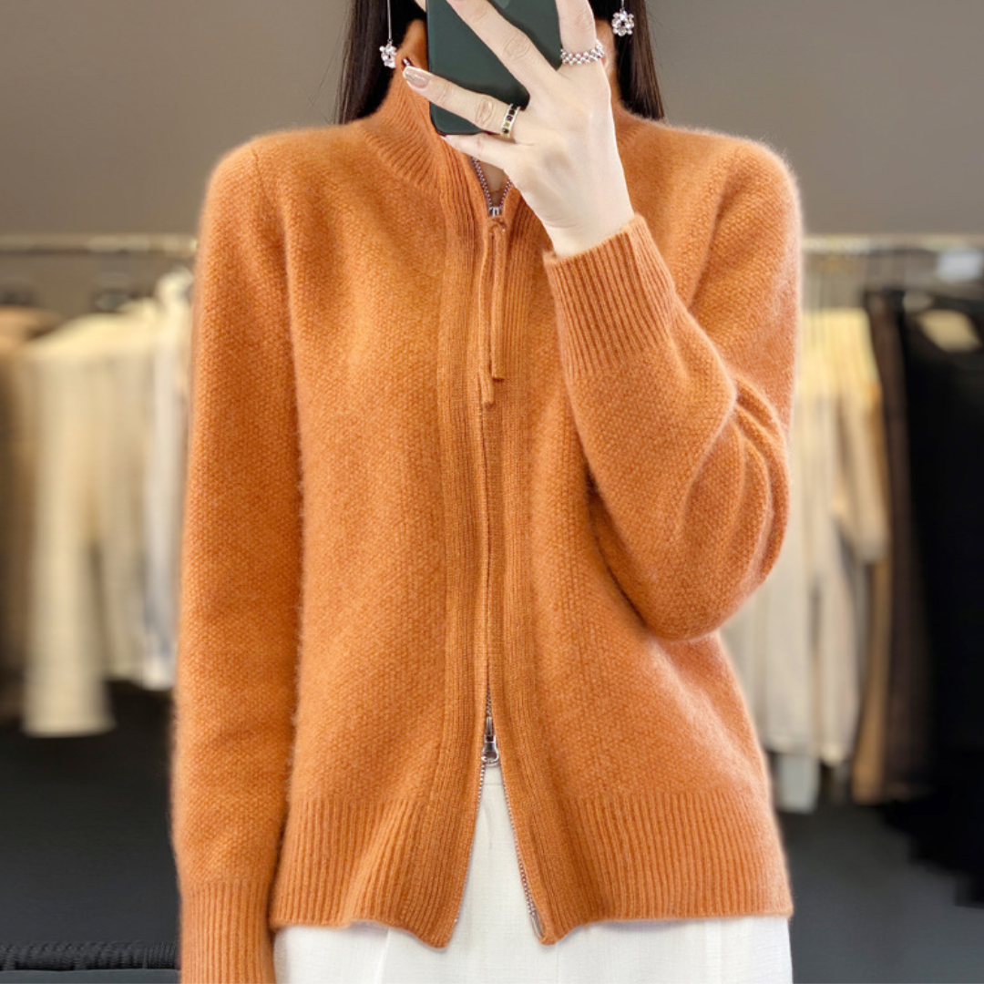 Fiona™ Wool Cashmere Zip-up Cardigan