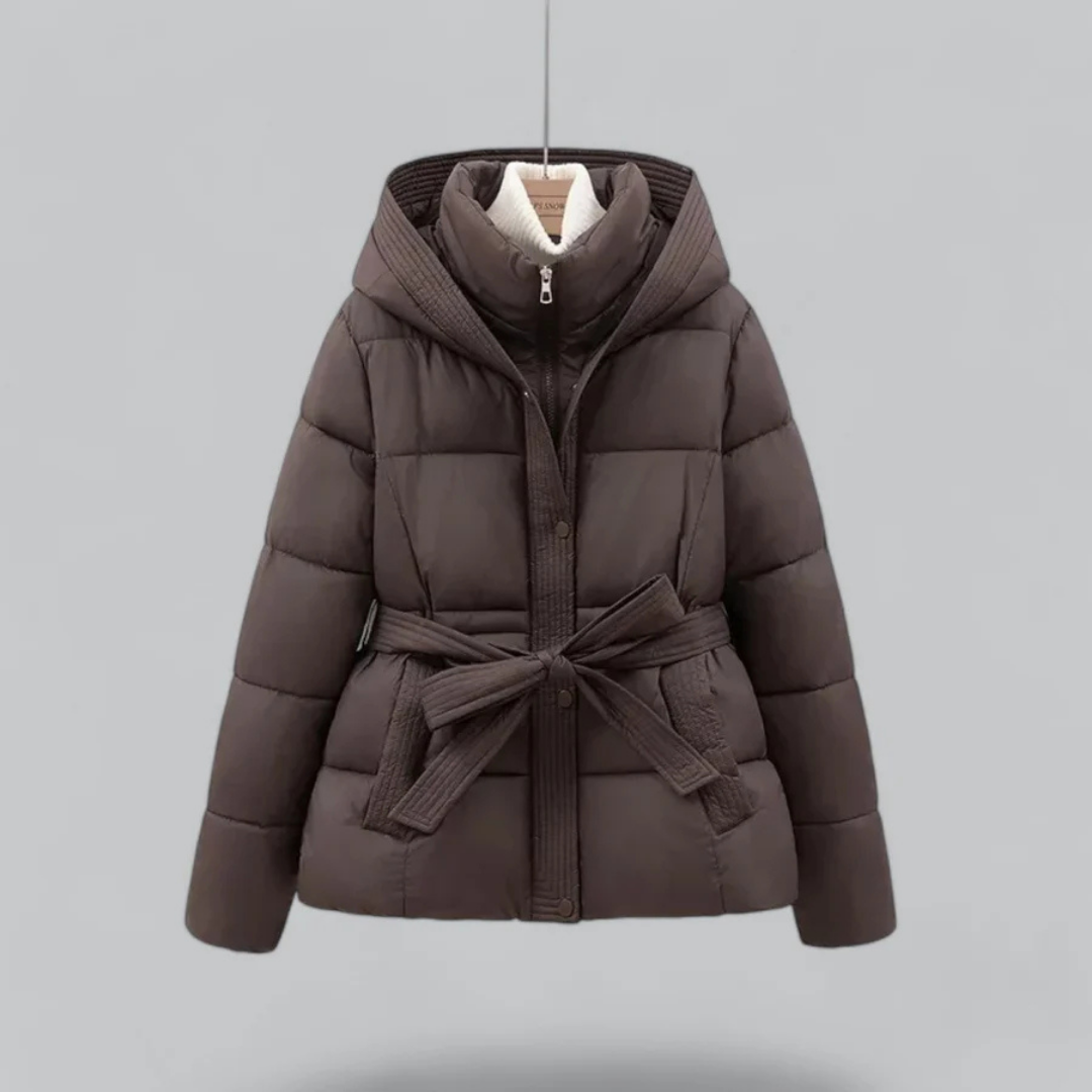 Women's Cozy Hooded Puffer Jacket with Belt | Winter Essential