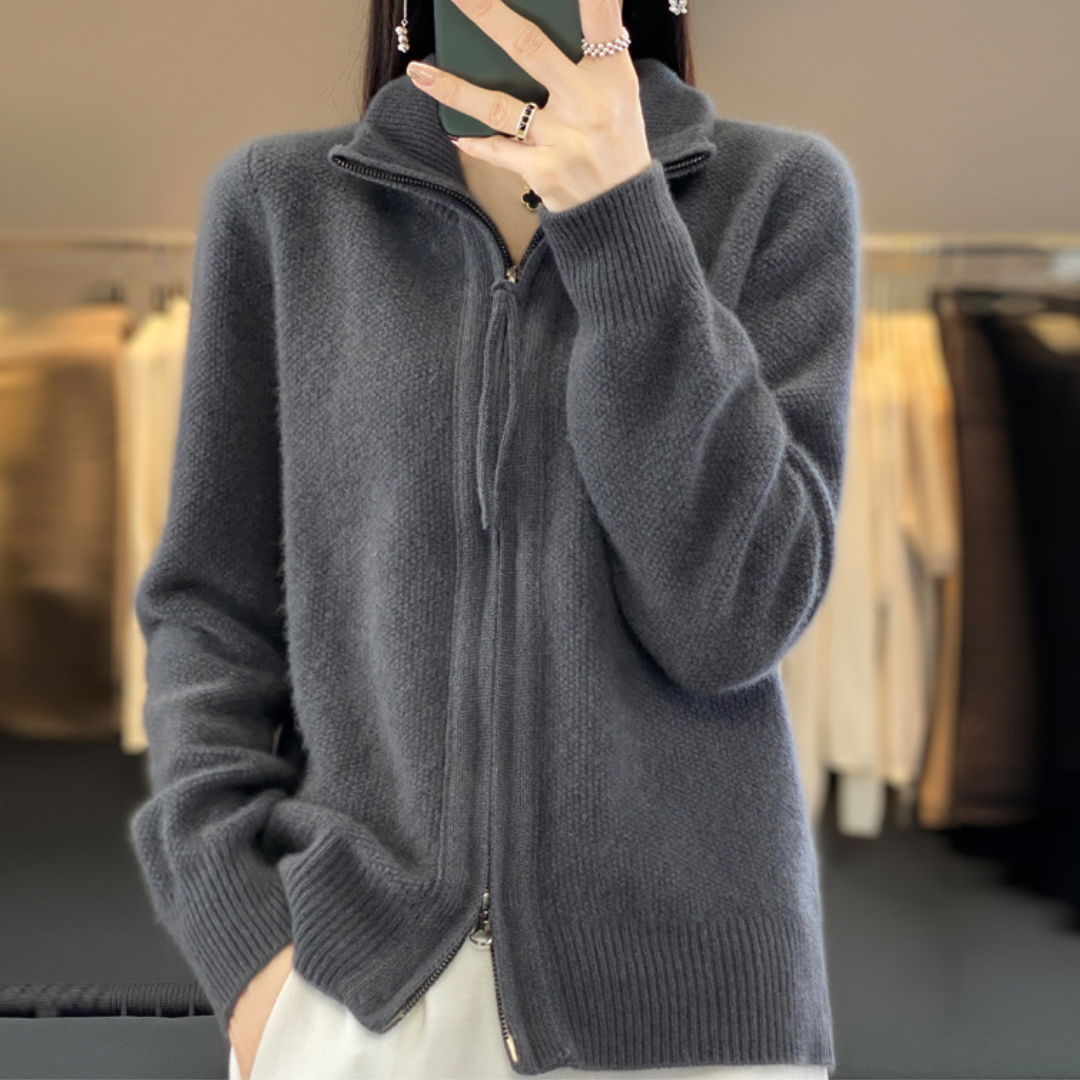 Fiona™ Wool Cashmere Zip-up Cardigan