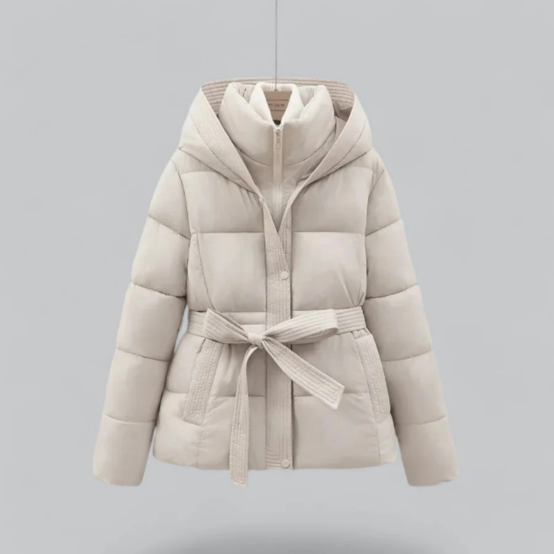 Women's Cozy Hooded Puffer Jacket with Belt | Winter Essential