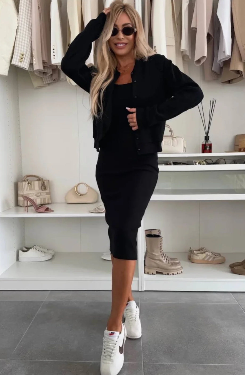 AMELIA™ Ribbed knit midi dress & bomber jacket set
