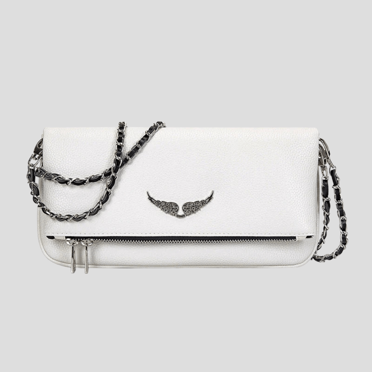 Elegant Leather Clutch Bag With Chain Strap - Navenport