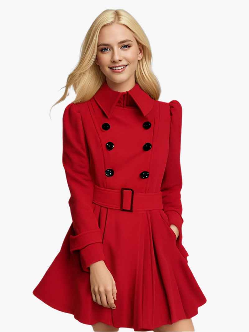 Belted Double-Breasted Women's Coat