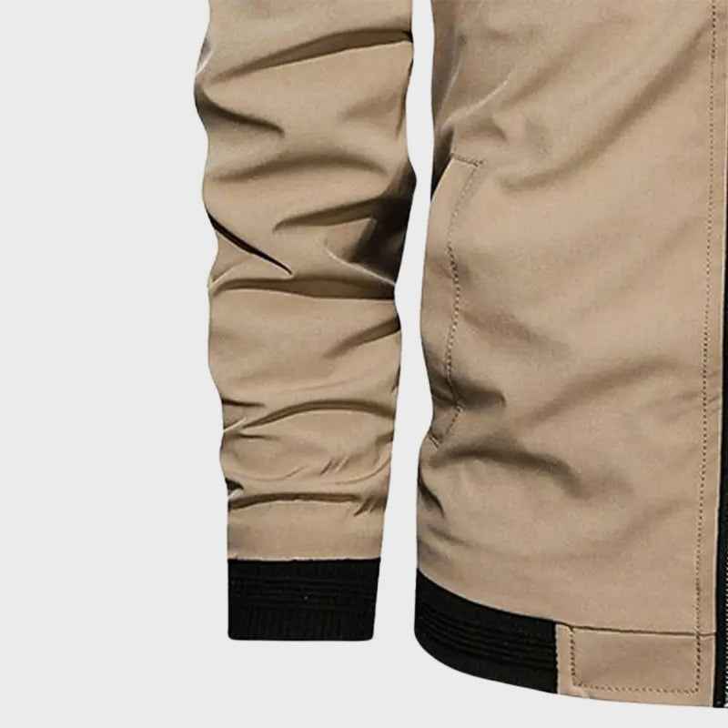 Men's Modern Fit Bomber Jacket with Zipper Details