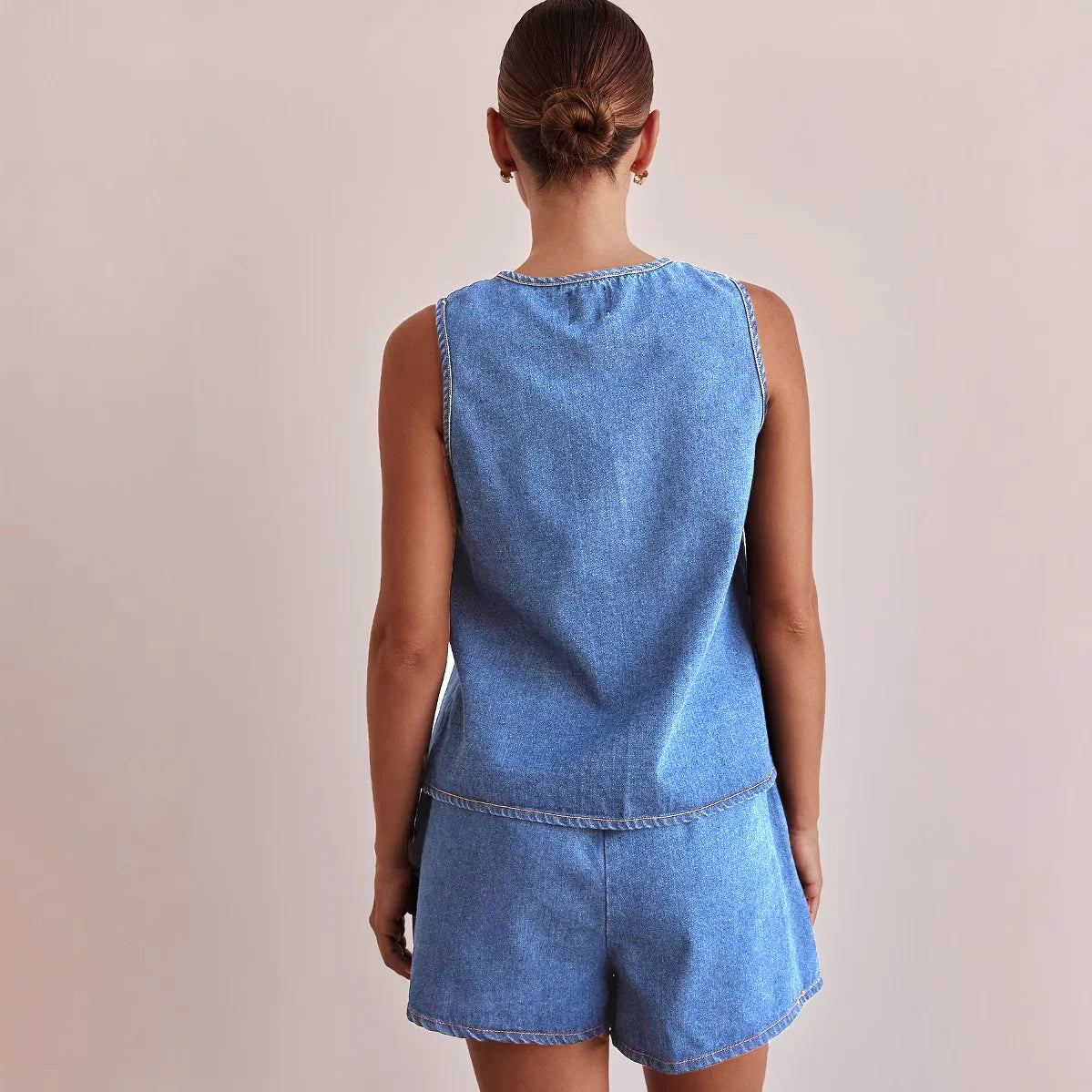 Mya Denim Set with Tie-Front Detail