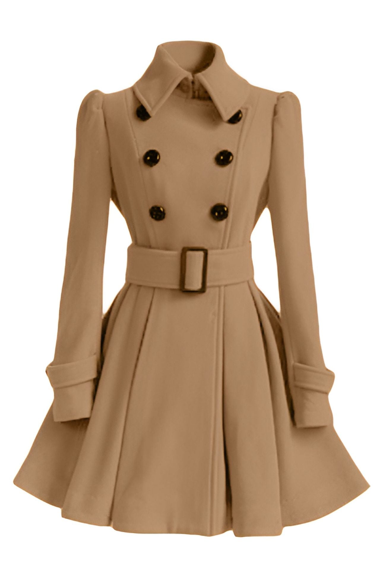 Belted Double-Breasted Women's Coat