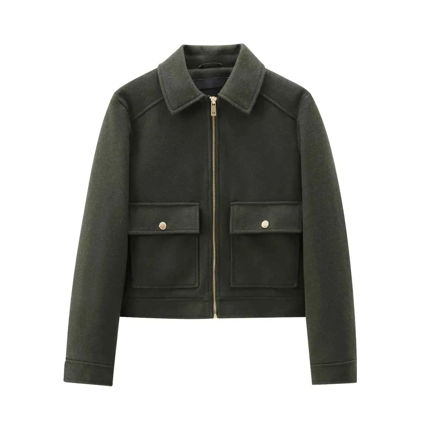 Elegant Women's Long Sleeve Zipper Jacket with Pockets - New Winter Outerwear