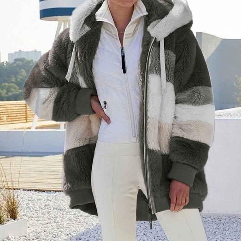 Women's Casual Oversize Winter Coat with Fleece Faux Fur | Ideal for Autumn/Winter