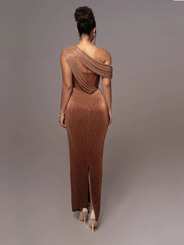 Women's Elegant Maxi Dress with Luxe Statement Design