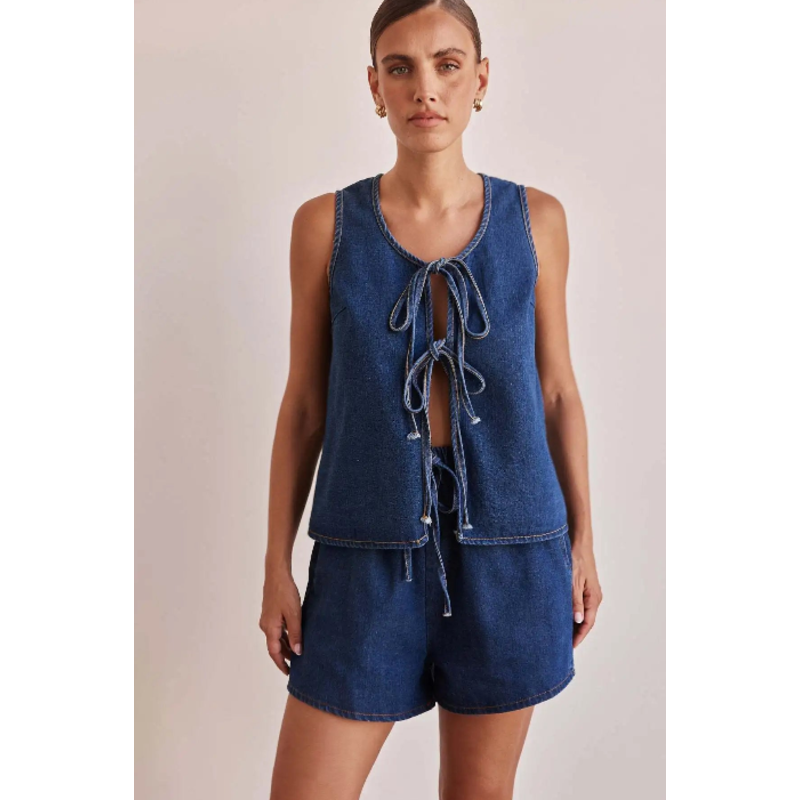 Mya Denim Set with Tie-Front Detail