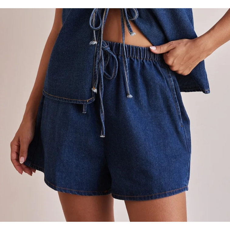 Mya Denim Set with Tie-Front Detail
