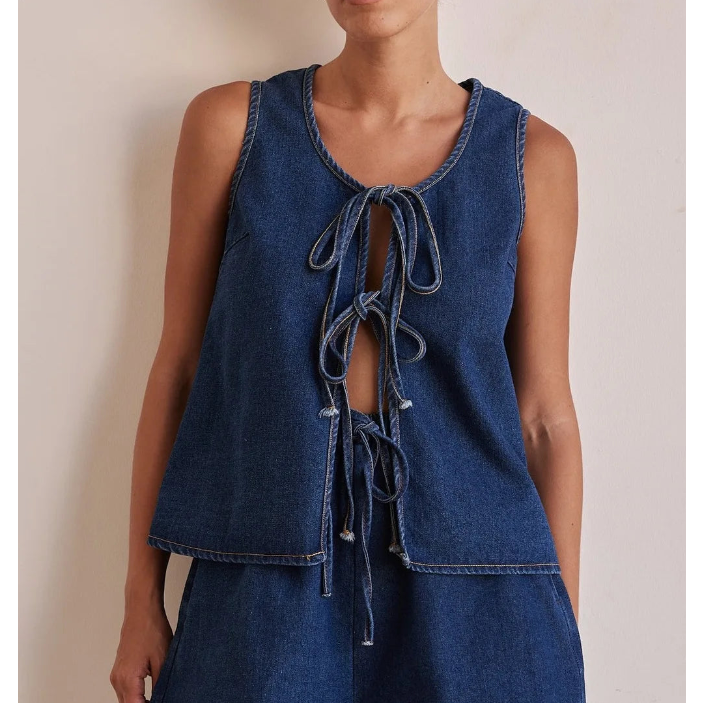 Mya Denim Set with Tie-Front Detail