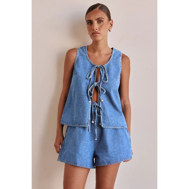Mya Denim Set with Tie-Front Detail