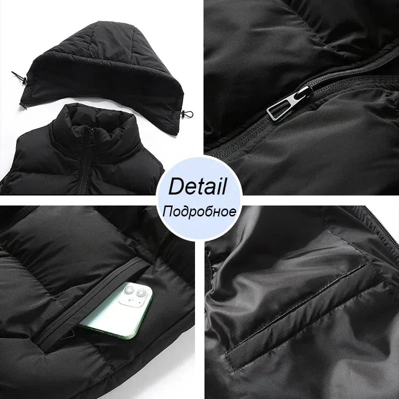 Warm Sleeveless Jacket | Stylish Winter Coat with Detachable Hood
