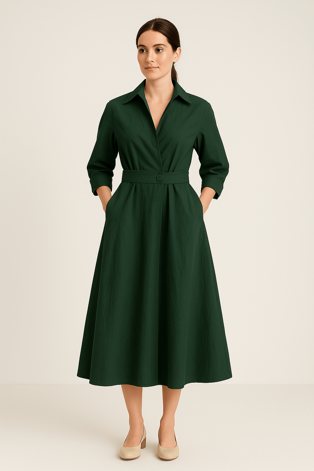 Enora Women's Cotton Shirt Dress with Relaxed Fit - Navenport