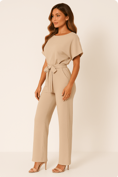 Elva Tie-Belt Jumpsuit