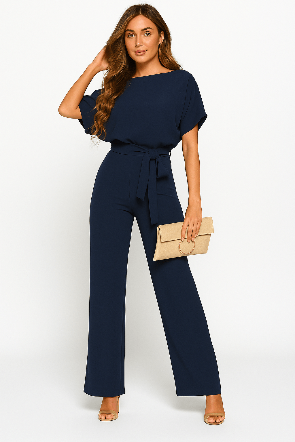 Elva Tie-Belt Jumpsuit