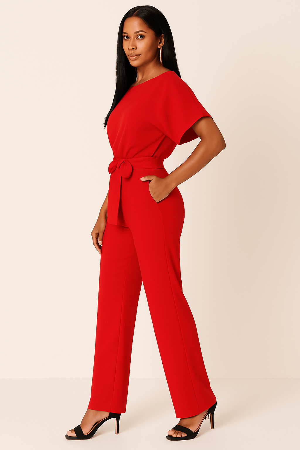 Elva Tie-Belt Jumpsuit