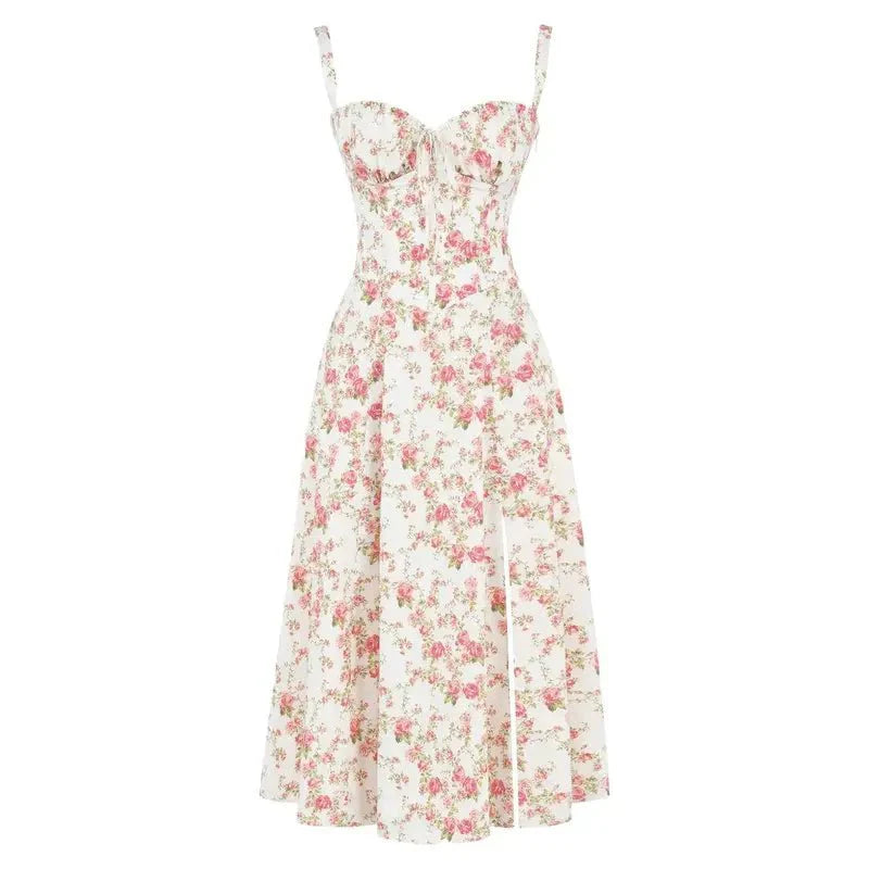 Embellished Kiana Midi Dress with Corset Details