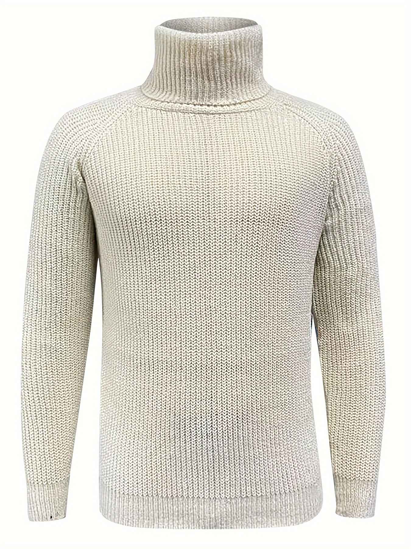 Men's Vintage Beige Turtleneck Sweater Cosy Knit Pullover | Ideal for Autumn/Winter