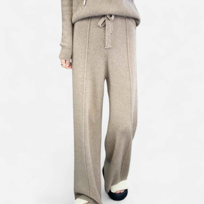 Women's Wide-Leg Knit Trousers in Pure Wool