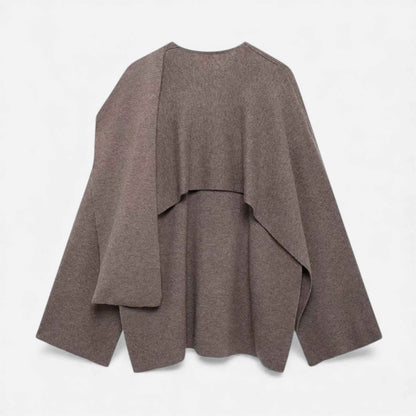 Chic Wool-Blend Poncho Cardigan for Women