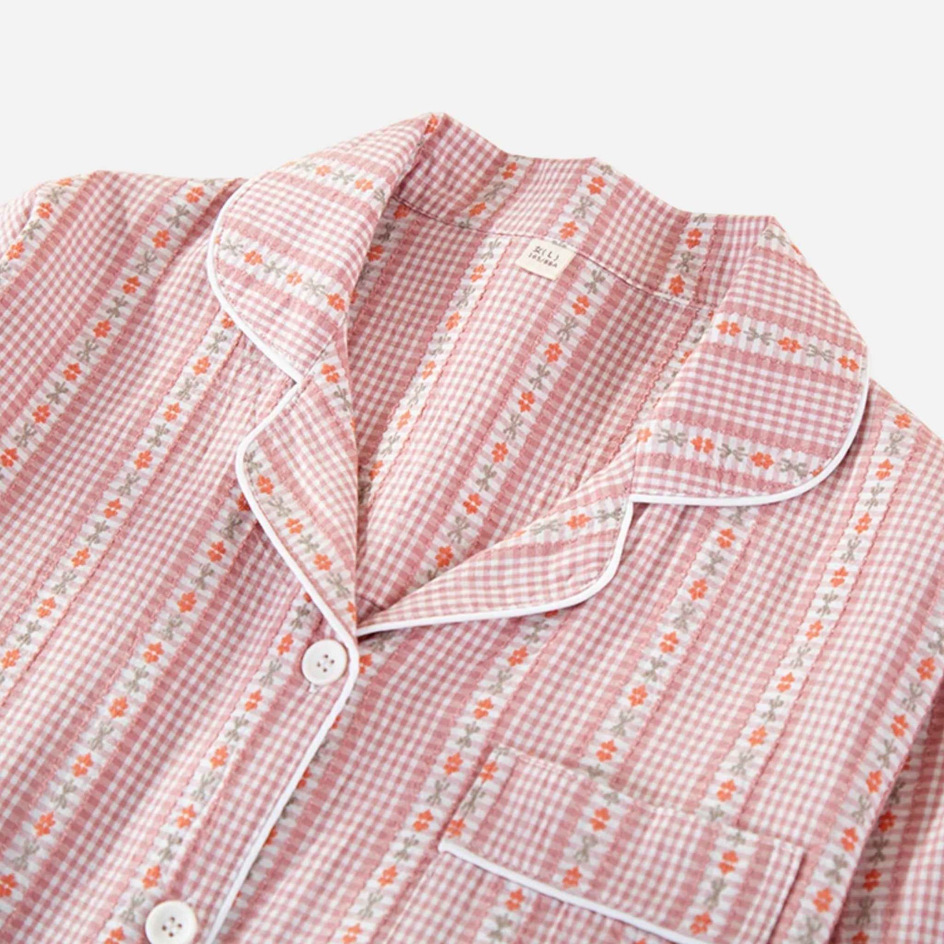 Women's Pure Cotton Pajama Set with Cardigan Design