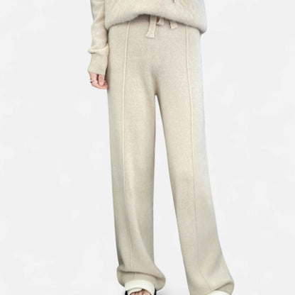 Women's Wide-Leg Knit Trousers in Pure Wool