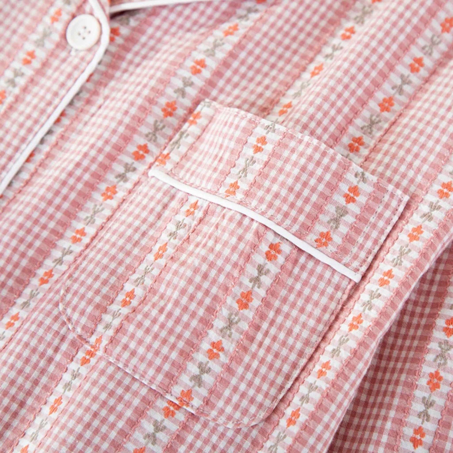 Women's Pure Cotton Pajama Set with Cardigan Design