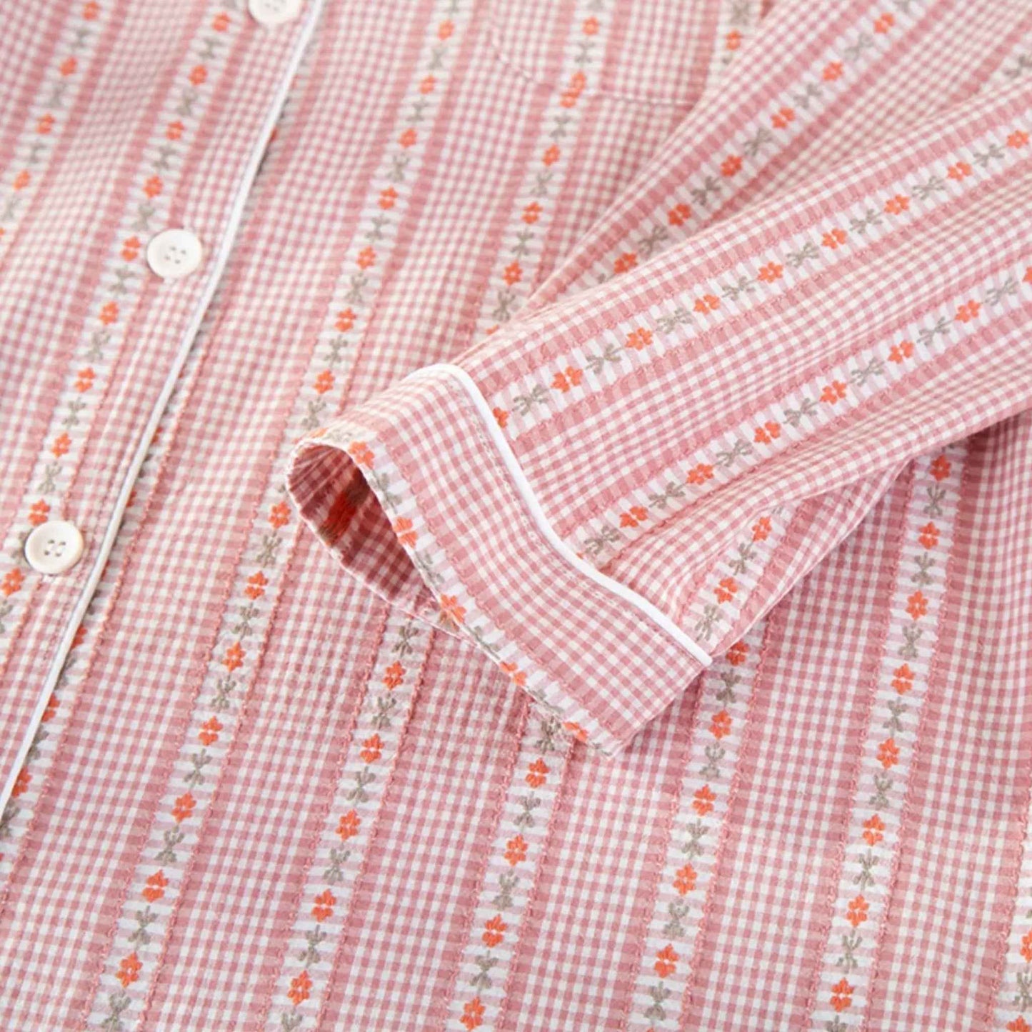 Women's Pure Cotton Pajama Set with Cardigan Design