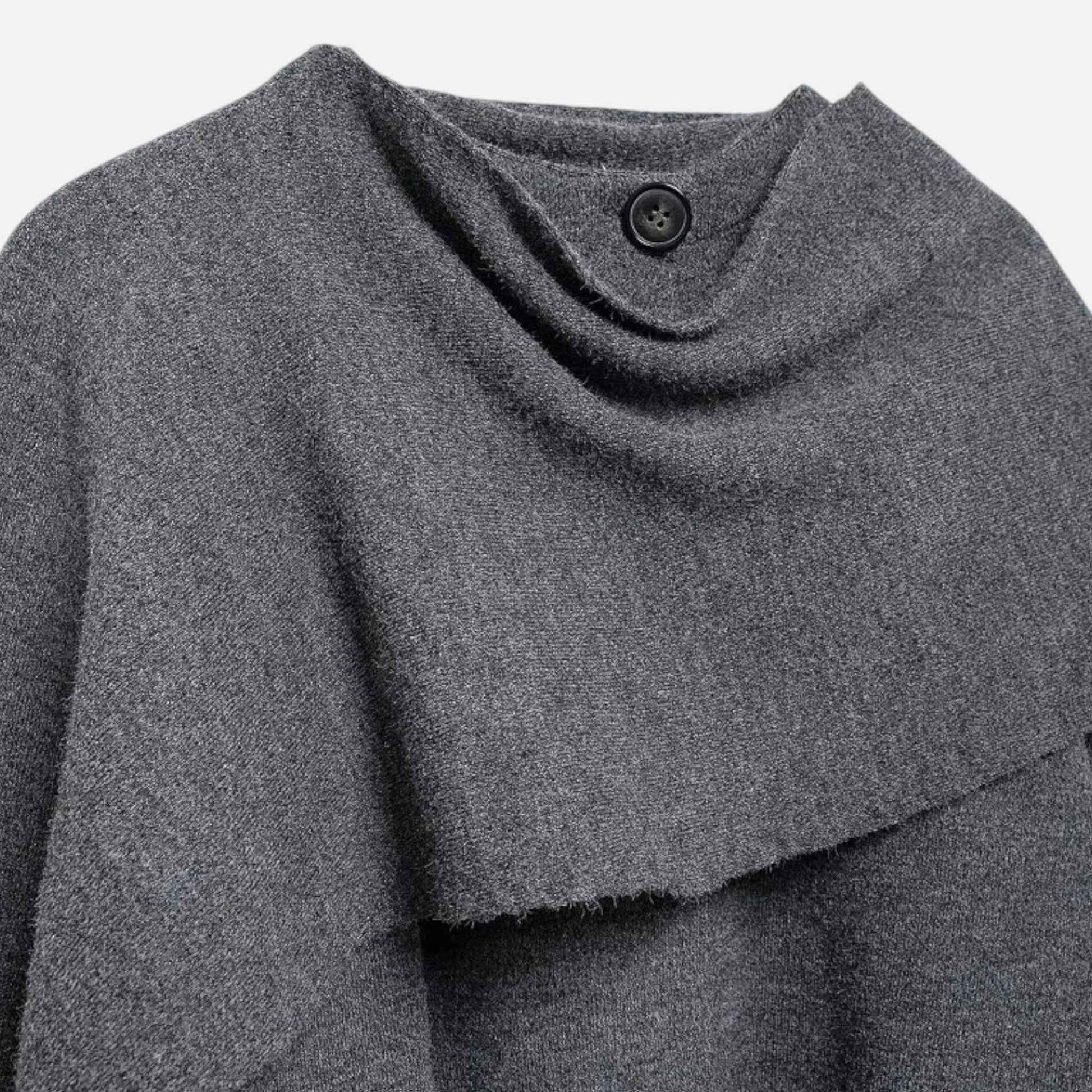 Chic Wool-Blend Poncho Cardigan for Women