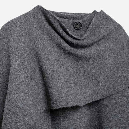 Chic Wool-Blend Poncho Cardigan for Women