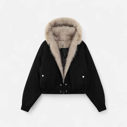 Women’s Winter Hooded Coat – Fur Collar Vintage Style