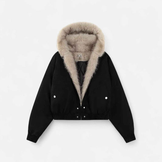 Women’s Winter Hooded Coat – Fur Collar Vintage Style