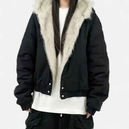 Women’s Winter Hooded Coat – Fur Collar Vintage Style