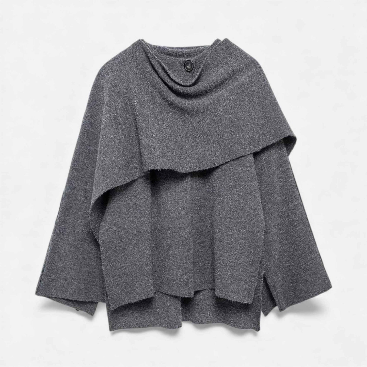 Chic Wool-Blend Poncho Cardigan for Women