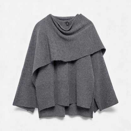 Chic Wool-Blend Poncho Cardigan for Women