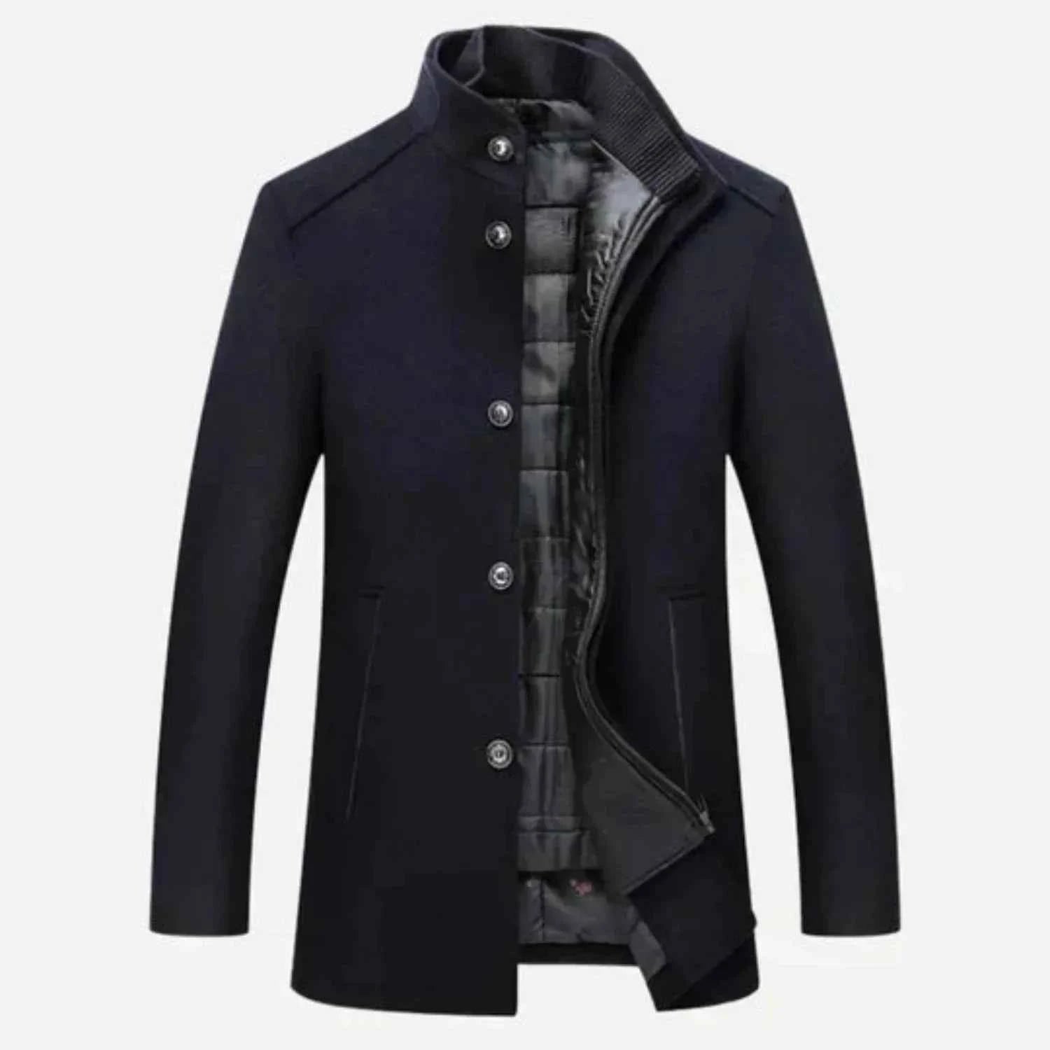 Edward | Men's Mid-Length Stand Collar Overcoat