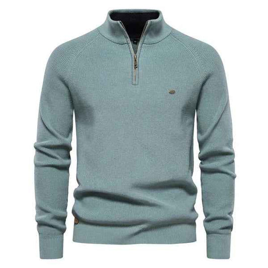 Men's Chic Knitted Cashmere Quarter-Zip Sweater | Perfect for Winter