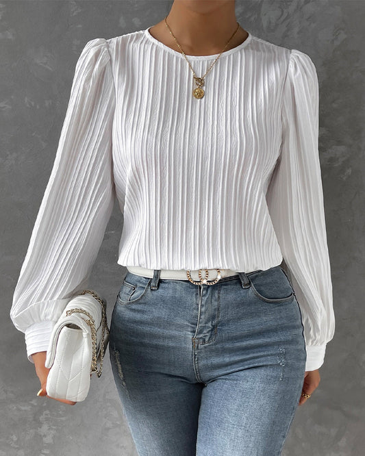 Mary Ann Pleated Lantern Sleave Top