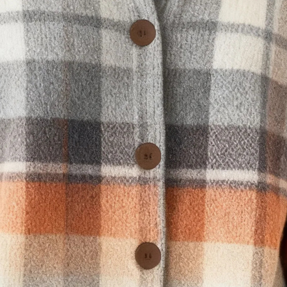 Checked Knitted Cardigan in Soft Tones for Women - Navenport