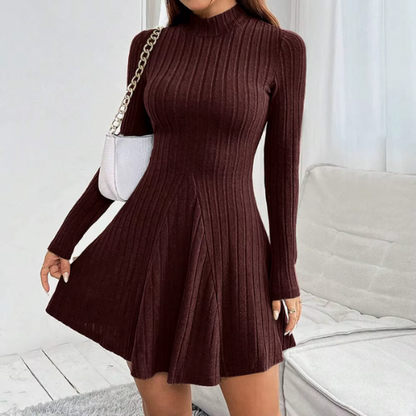 Emma – Classic Mock Neck Flare Dress - Navenport